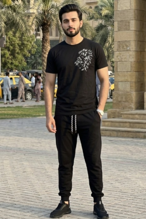 2 Pcs Men's Cotton Jersey Printed Tracksuit