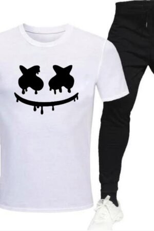 2 pcs Men's Smily Printed Tracksuit