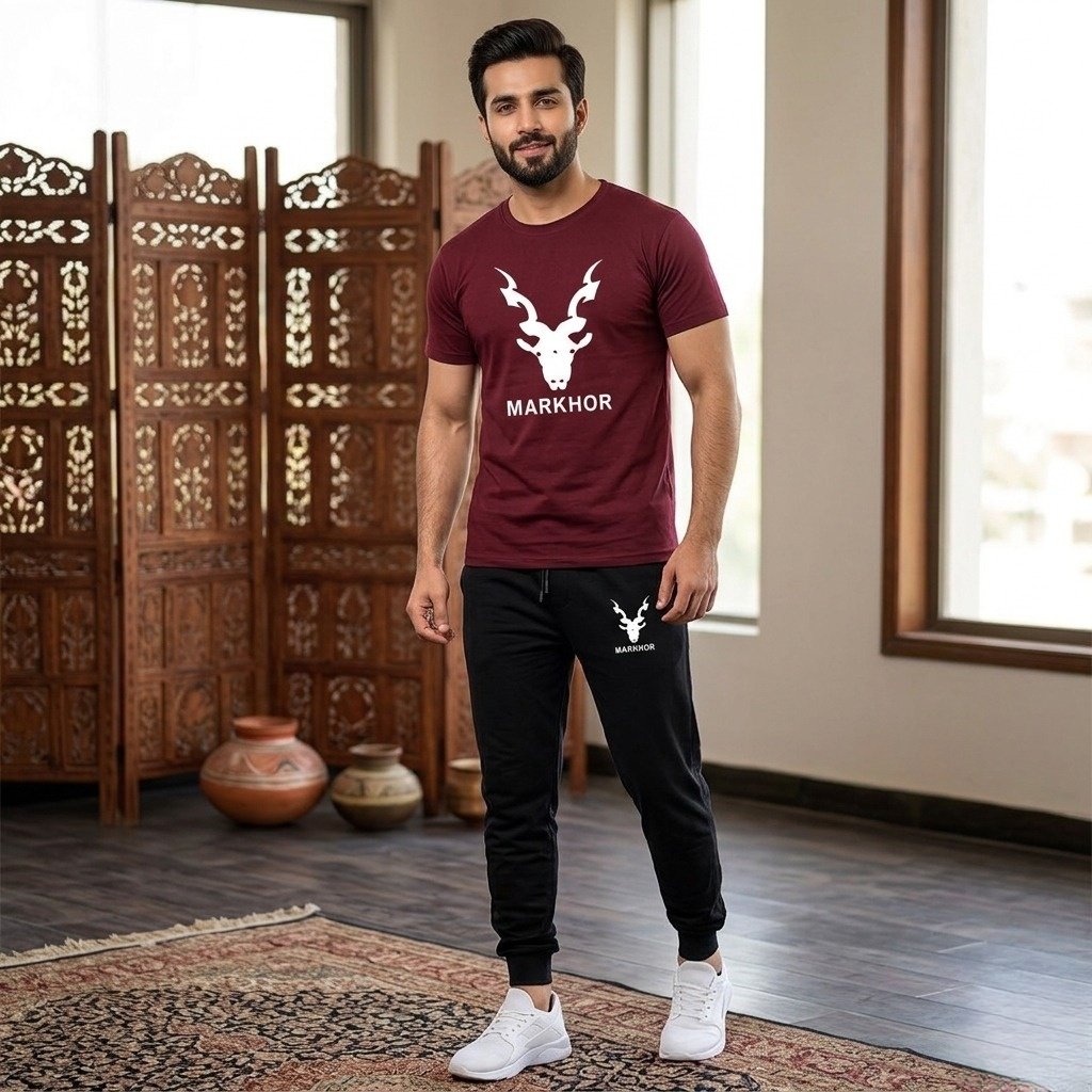 2 Pcs Men's Markhor Printed Tracksuit