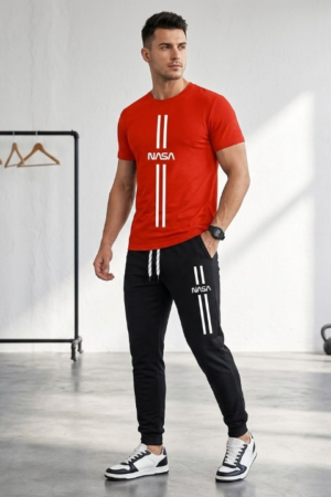 2 Pcs Men's Cotton Jersey Printed Tracksuit