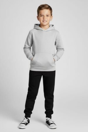 Kids/Boys Winter Trouser & Hoodie Tracksuit [Light Grey]